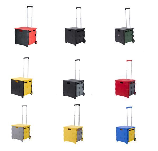 Factory Wholesale Collapsible Plastic Lightweight Mobile Shopping Trolley with Wheels