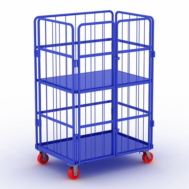 Cheap Price Steel Trolley Supermarket Shopping Carts Folding Roll Container