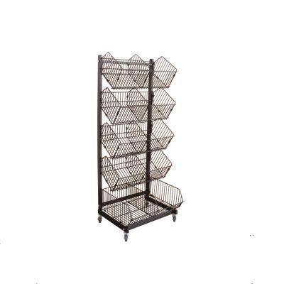 Single Side Steel Mesh Storage Display Basket Shelf Rack
