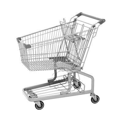 German Style Hand Metal Shopping Trolley with 4 Wheels Cart Convenience Store