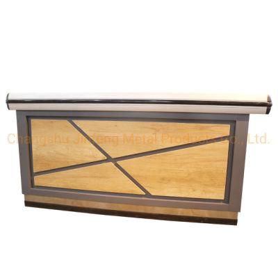 Retail Store Checkout Counter Supermarket Metal Money Counter with Wood