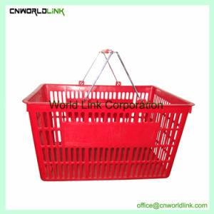 29L New Design Rolling Plastic Steel Handle Shopping Basket for Store