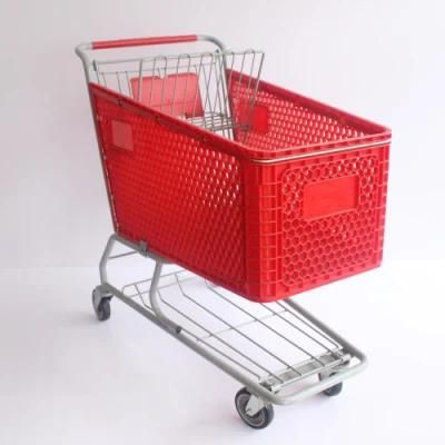 125L Folding Retail Plastic Shopping Cart with Seat