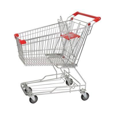 125L Asian Design Supermarket Metal Shopping Wagon Trolley