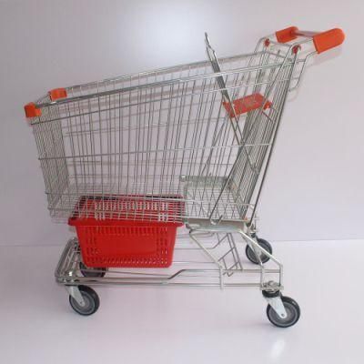 180L Asian Reasonable Price Steel Material Supermarket Trolley