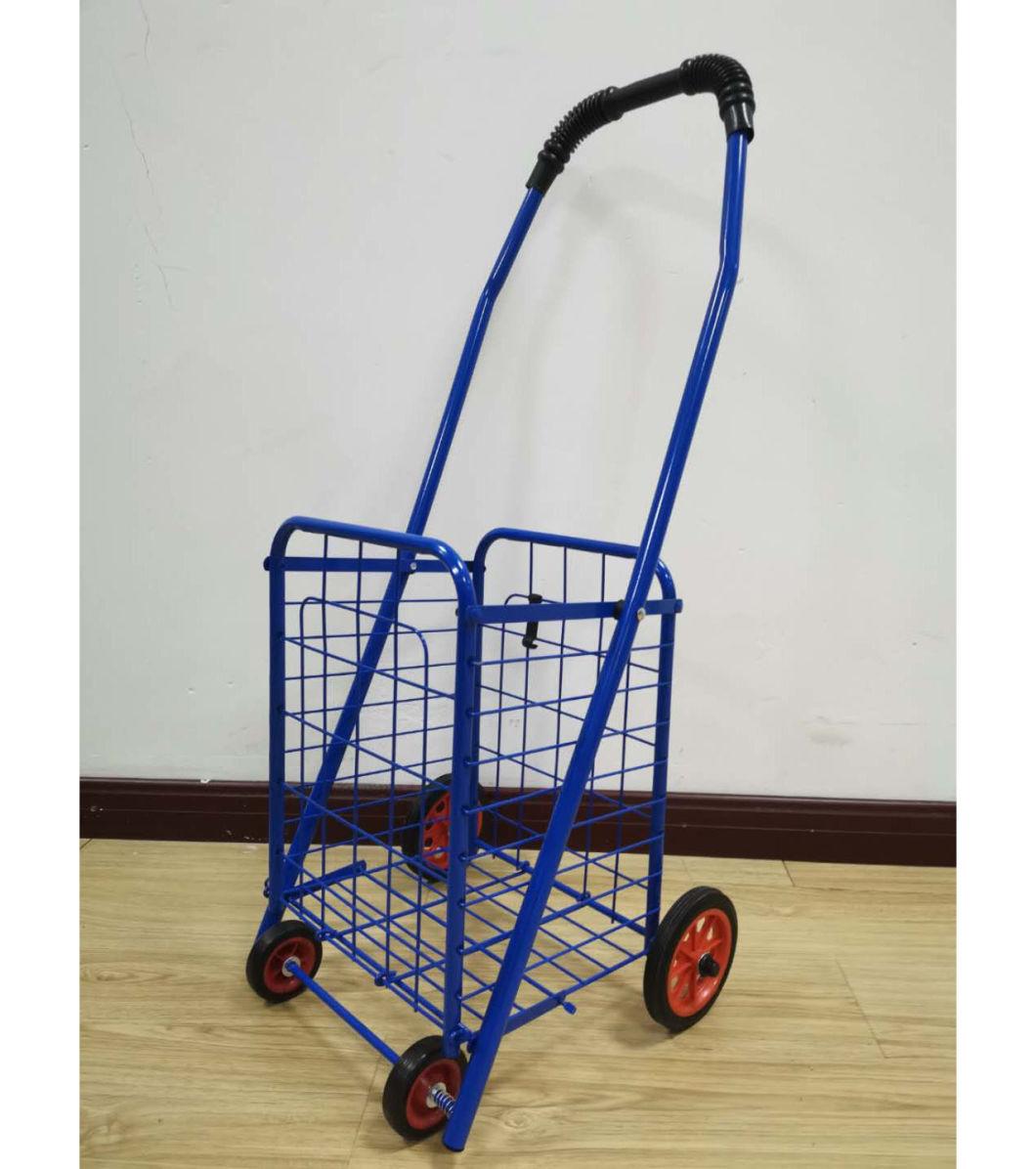 China Factory Collapsible Folding Metal Rolling Mini Cart for Shopping