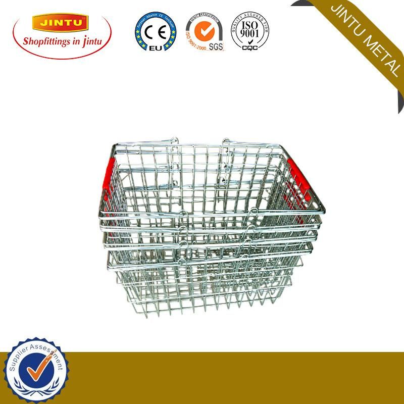 Zinc or Chromed Retail Store Wire Mesh Metal Shopping Basket