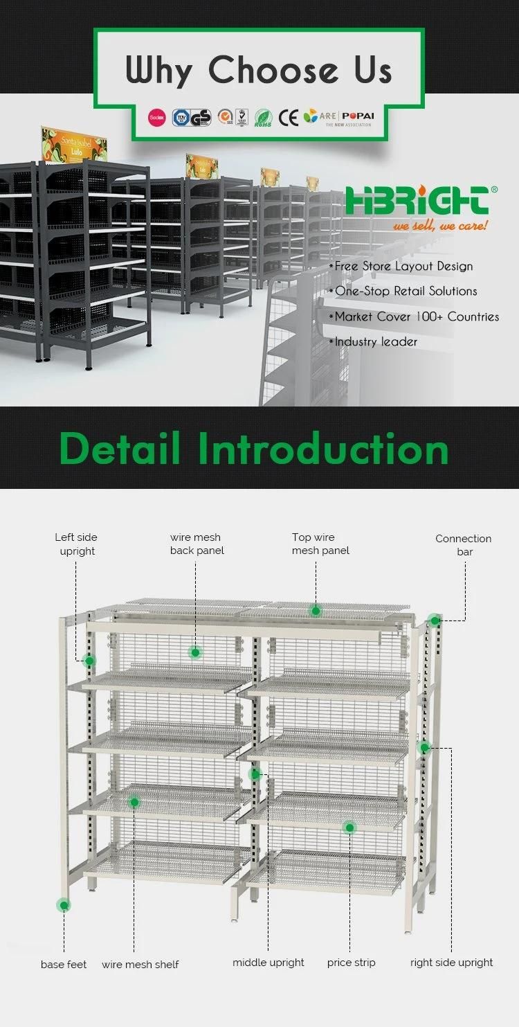 Warehouse Convenience Store Shelving Wire Gondola Shelf