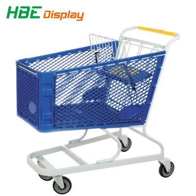 Hot Sale Plastic Supermarket Shopping Trolleys with Metal Frame