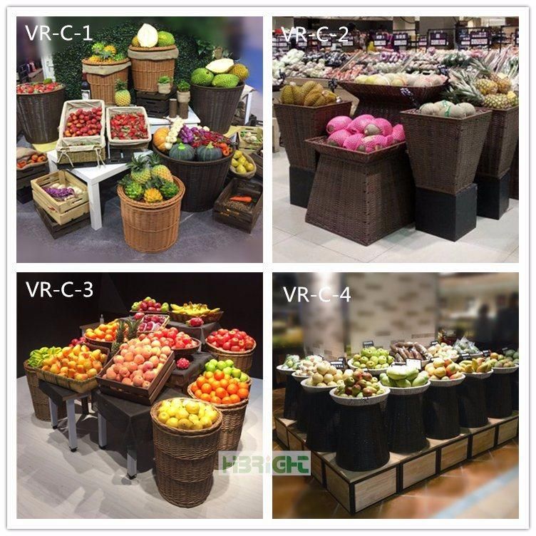 Supermarket Wooden Fruit and Vegetable Display Rack