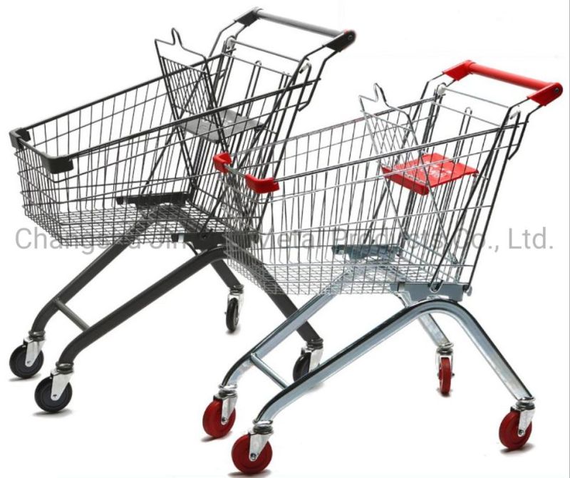 Supermarket Equipment Shopping Carts Store Metal Trolleys with Wheels