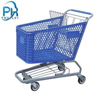 990X540X1055mm Plastic Basket with Wheels Hand Trolley for Supermarket Cart