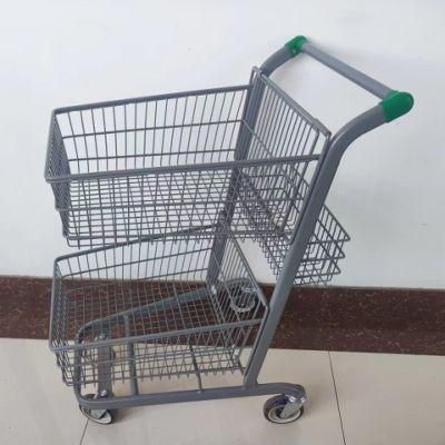 China Manufacturer Customized Color Double Basket Shopping Cart