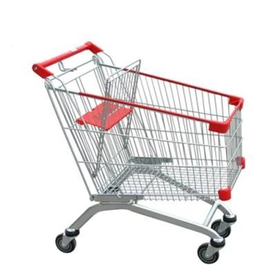 European Style Zinc Galvanized Shopping Trolley with Baby Seat