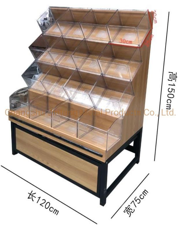 Supermarket Wooden Display Cabinet Bulk Food Bin