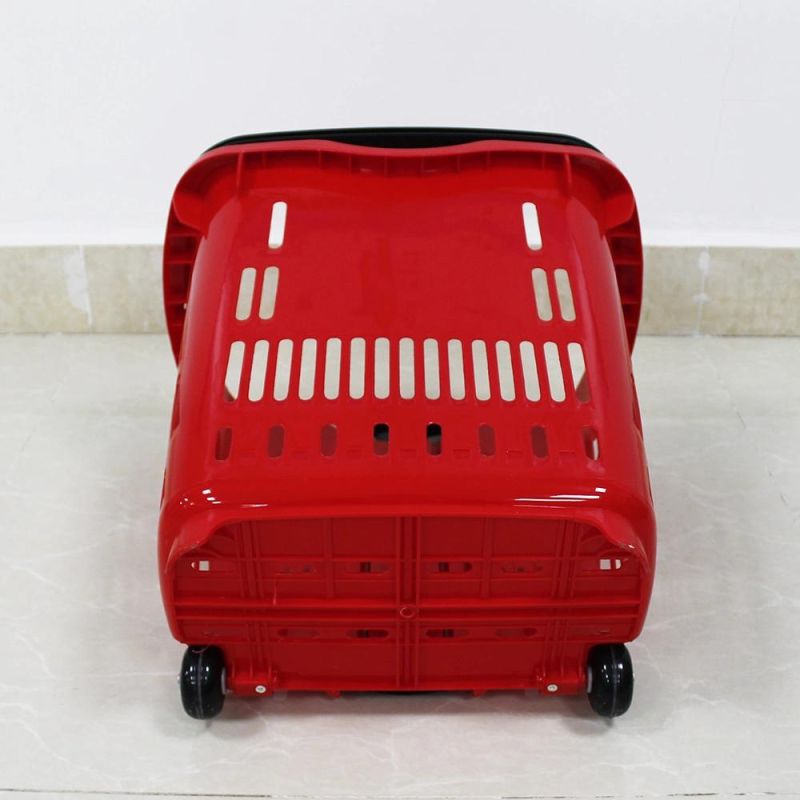 Environmental PP Materials Plastic Basket Cart with Push Handle