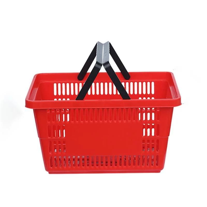 Factory Price Plastic Fruit Basket with Handle Supermarket Shopping Basket