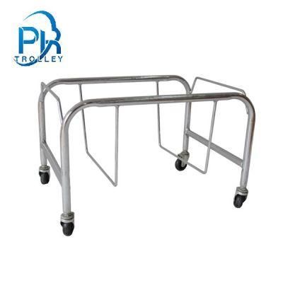 Chrome Shopping Basket Stacker Mobile Shopping Basket Stand with Wheels