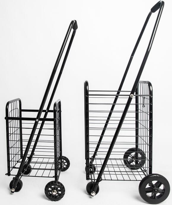 China Hot Sale Portable Metal Folding Shopping Cart with Wheels for Groceries