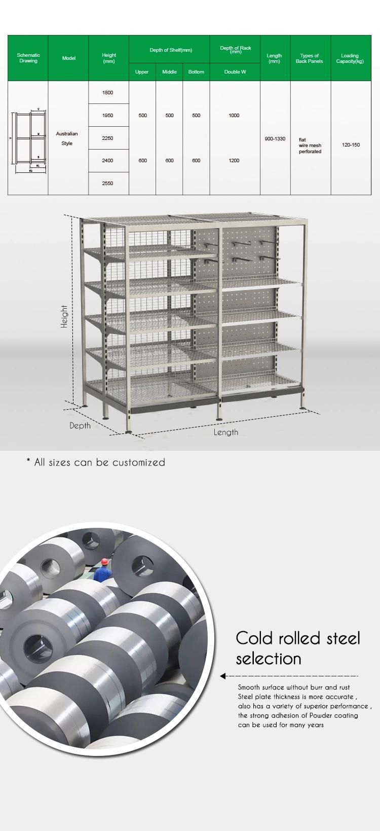 Warehouse Convenience Store Shelving Wire Gondola Shelf