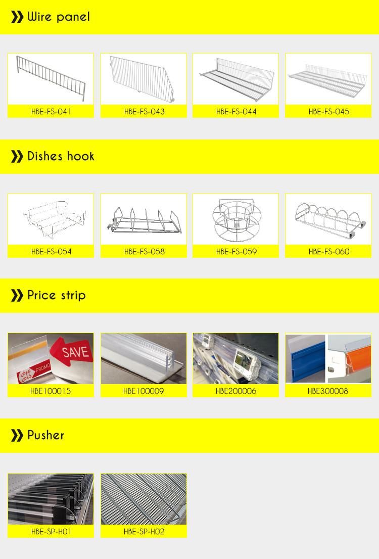 Metallic Material and Single Sided Feature Shelves for Vegetable and Fruit with Rooftop