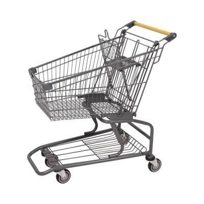 80L American Gray Supermarket Shopping Cart Manufacturer