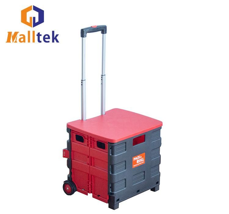 Convenience Hand Push Foldable Plastic Supermarket Shopping Trolley Cart