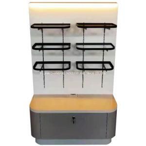 CY029-China Manufactured Customized Modern Designed Metal Frame Wooden Supermarket Retail Display Rack with LED Light