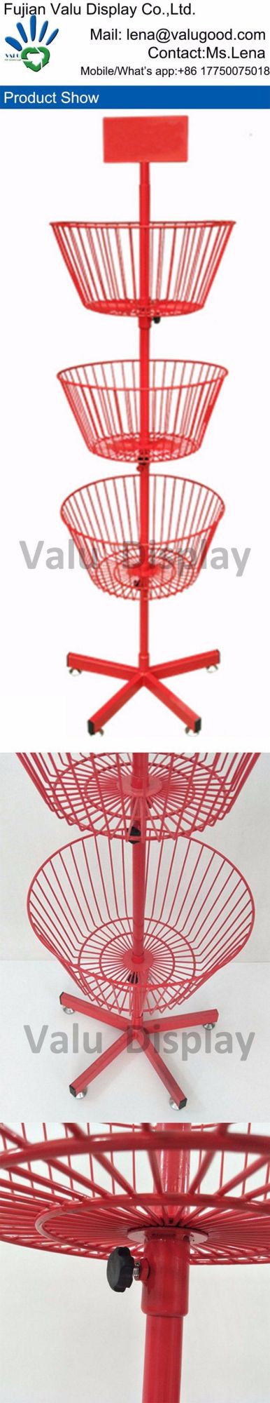 Toys Rotating Metal Display Rack Wire Display Stand Spinner with Basket and Caster