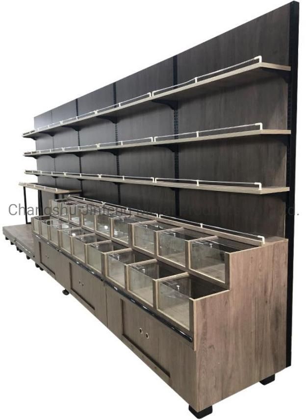 Supermarket Wooden Display Shelving for Dry Food and Snacks