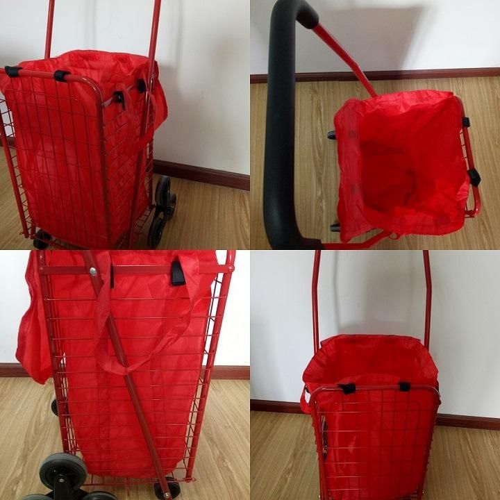 Xjyd13 Folding Shopping Cart with 4 Wheels and PA Bag, Steel Tube with Paint Coating