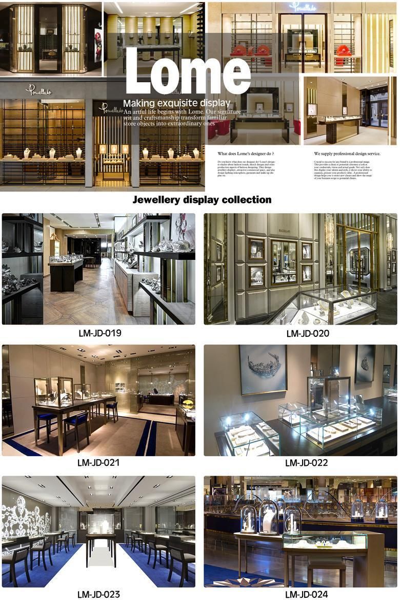 High End Gold Jewelry Shop Interior Display Cabinet Design Showcase