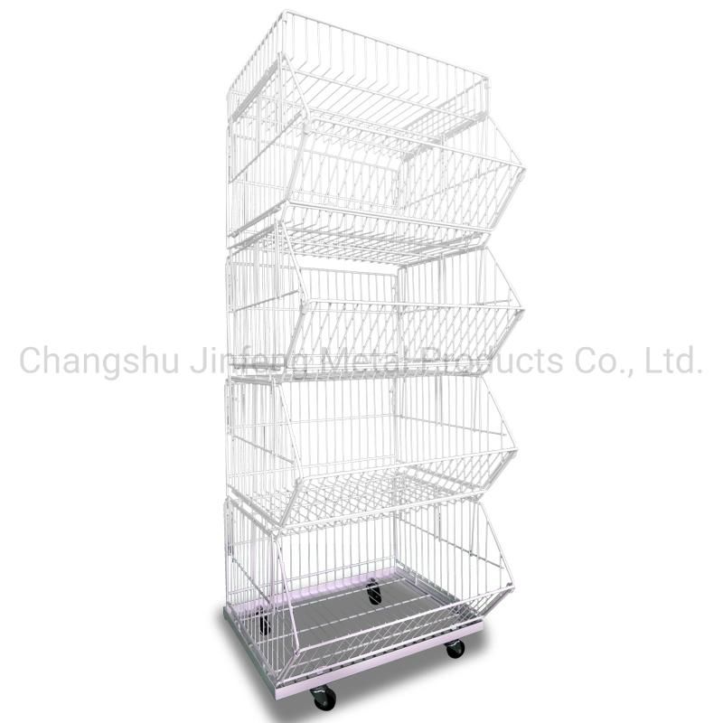 Supermarket Wire Display Basket Multi-Layer Metal Stackable Display Cage