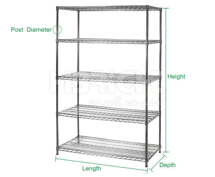 4 Tiers Adjustable Commercial Household Chrome Wire Storage Shelving