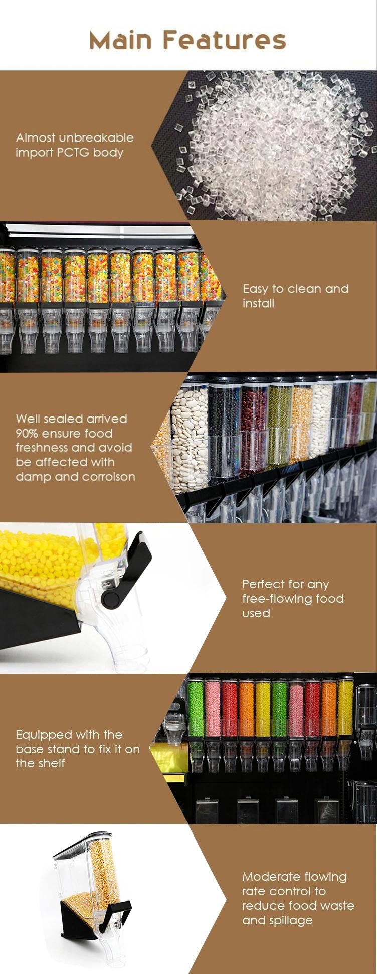 Wholesale Food Standard Plastic Dry Food Bulk Nut Coffee Bean Candy Cereal Dispenser for Supermarket