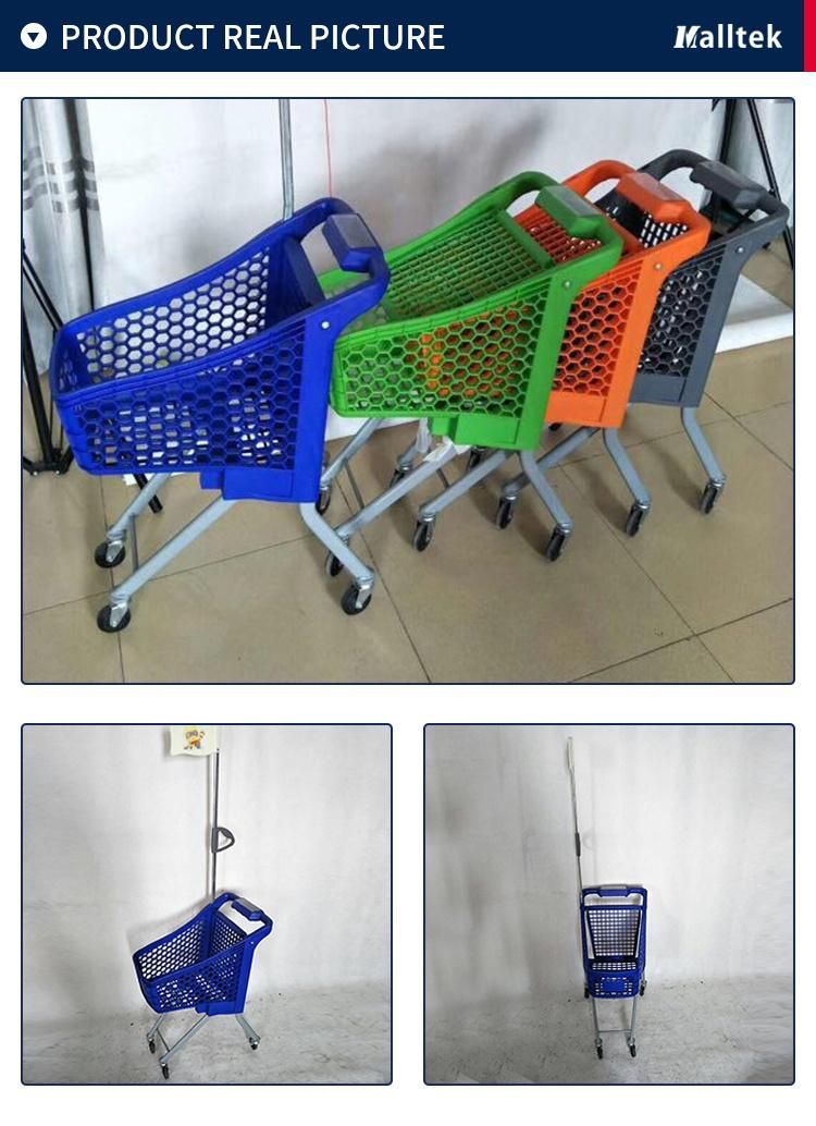 Plastic Supermarket Kids Shopping Trolley Cart with Flag
