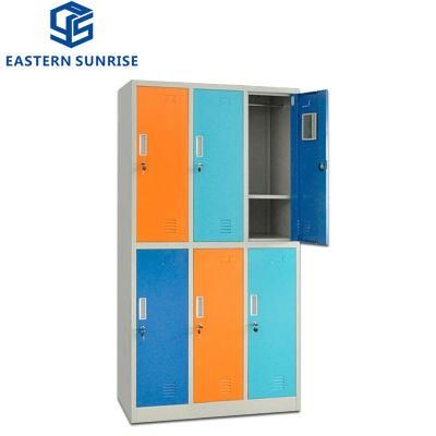 6 Swing Door Metal Steel Iron Locker Wardrobe Cabinet