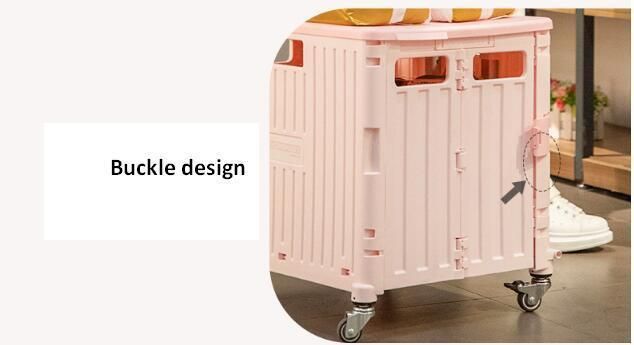 China Grocery Store Folding Food Cart Plastic Foldable Shopping Trolley with Seat