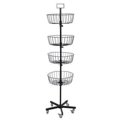 Retail Store Round Basket Wire Center Display Shelf with Wheels