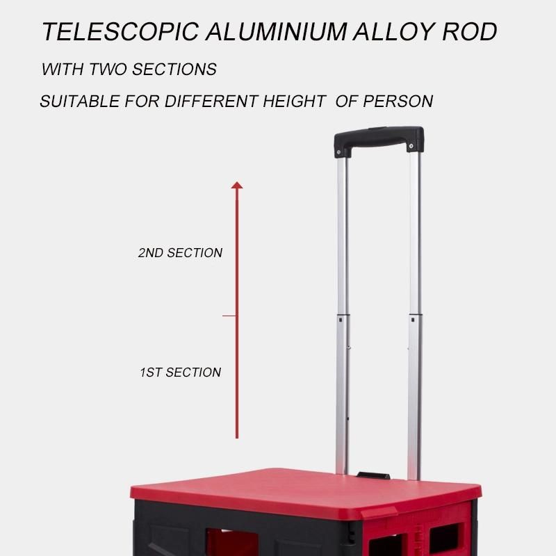 China Supplier Durable Plastic Folding Basket Trolley Muti Functional Foldable Carts