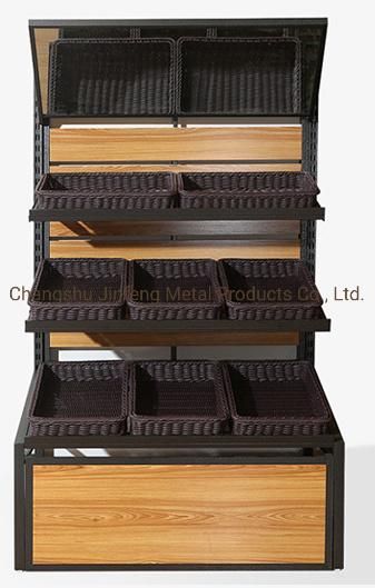 Supermarket Metal Display Shelves for Vegetables and Fruit Store Shelves with Mirror