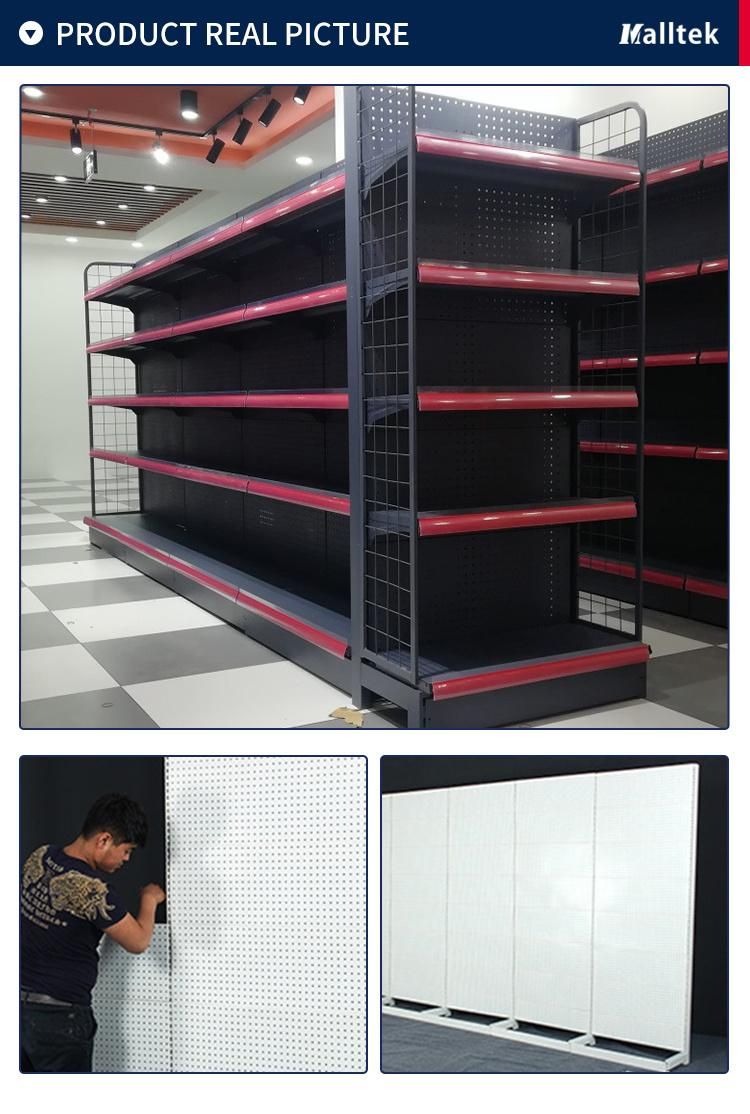 Hot Selling Mutil-Layer Perforated Single Side Supermarket Metal Shelf