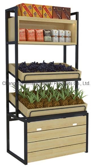 Wholesale Store Display Supermarket Shelf Wooden Vegetable Rack Fruit Shelf
