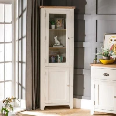 White Painted Tall Glazed Corner Display Cabinet