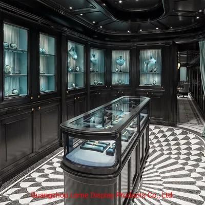 Modern Stainless Steel Interior Design Diamond Cabinet Glass Jewelry Display Showcase Shop