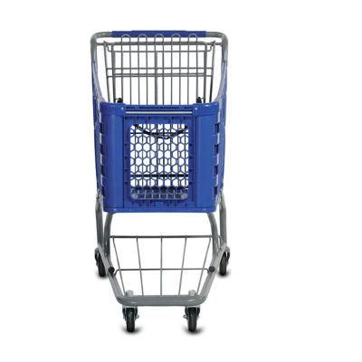 130L European Style Supermarket Plastic Shopping Trolley with Chrome Plating Metal Frame