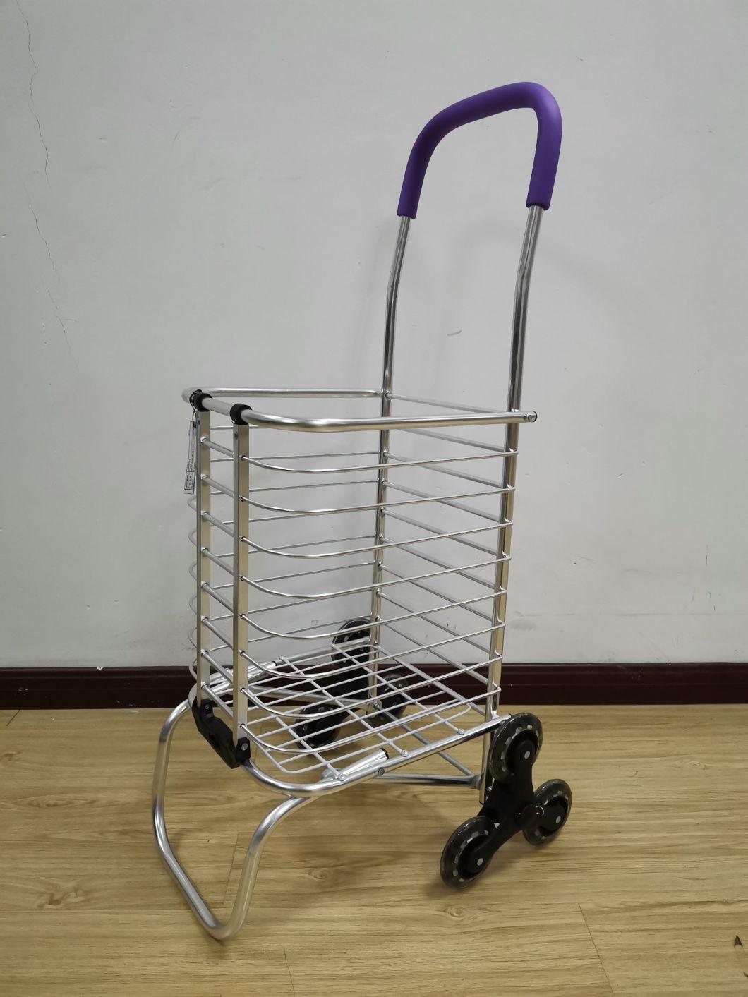 China Wholesale Aluminum Lightweight Rolling Grocery Cart with Stair Climber Wheels