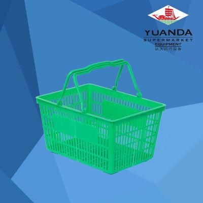Manufacturing Cheap Supermarket Double Handle Plastic Shopping Basket
