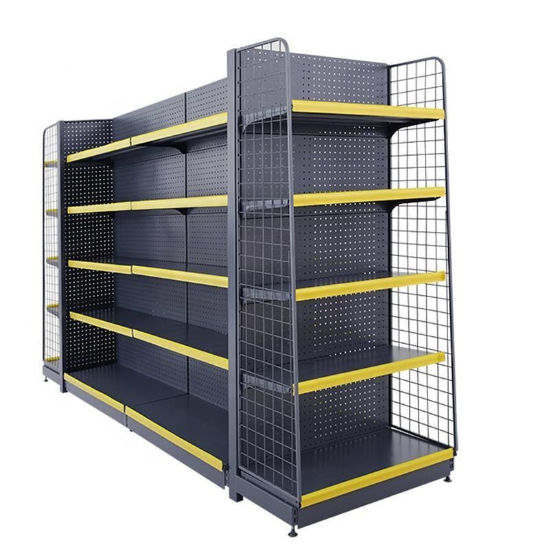 Cold-Rolled Metal Supermarket Shelf Display Racks Advertising Gondola for Shop