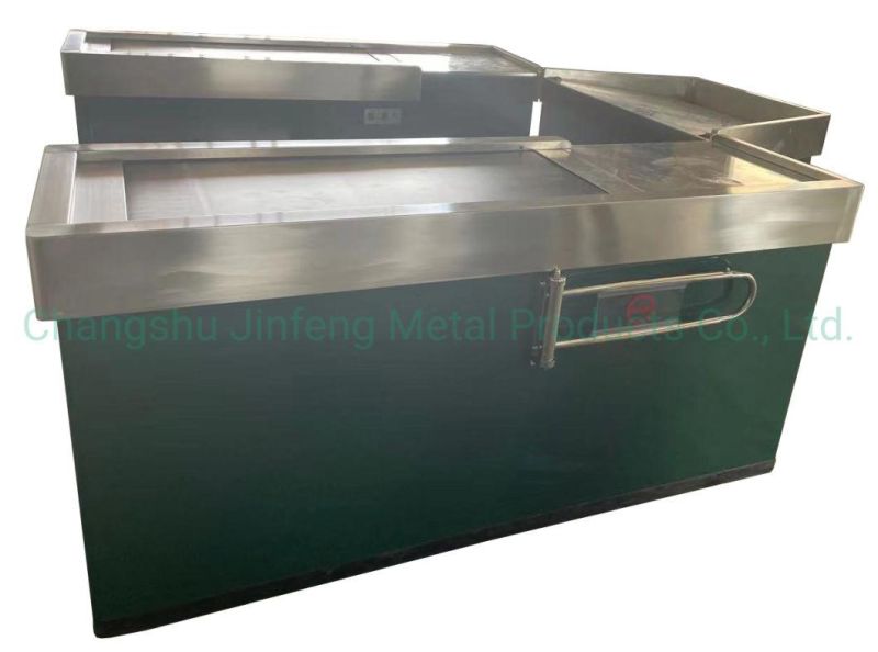 Supermarket Metal Cashier Desk with Conveyor Belt